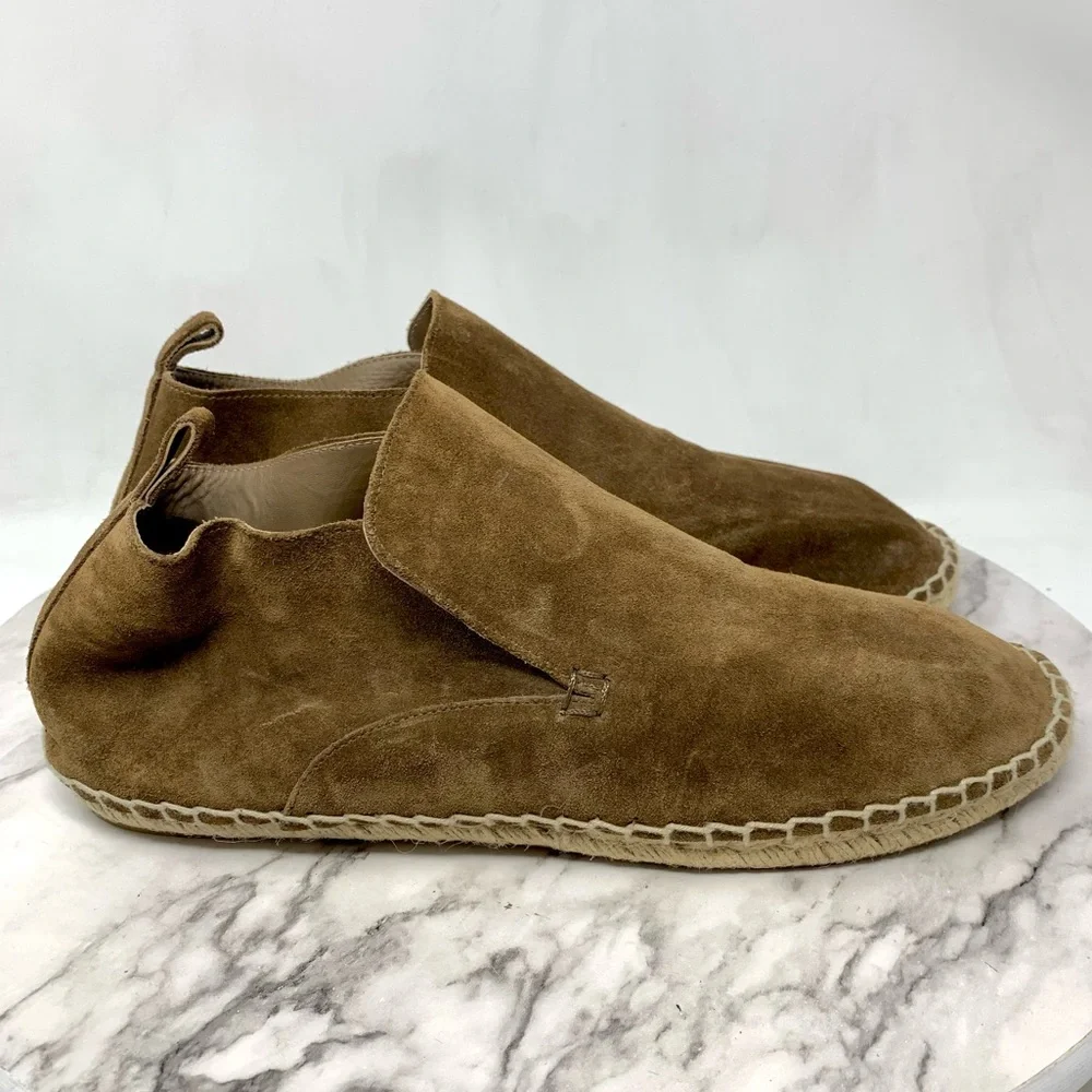 Vince Ronan Soft Unstructured Brown Suede Espadrille Loafer Boots 10 Minimalist